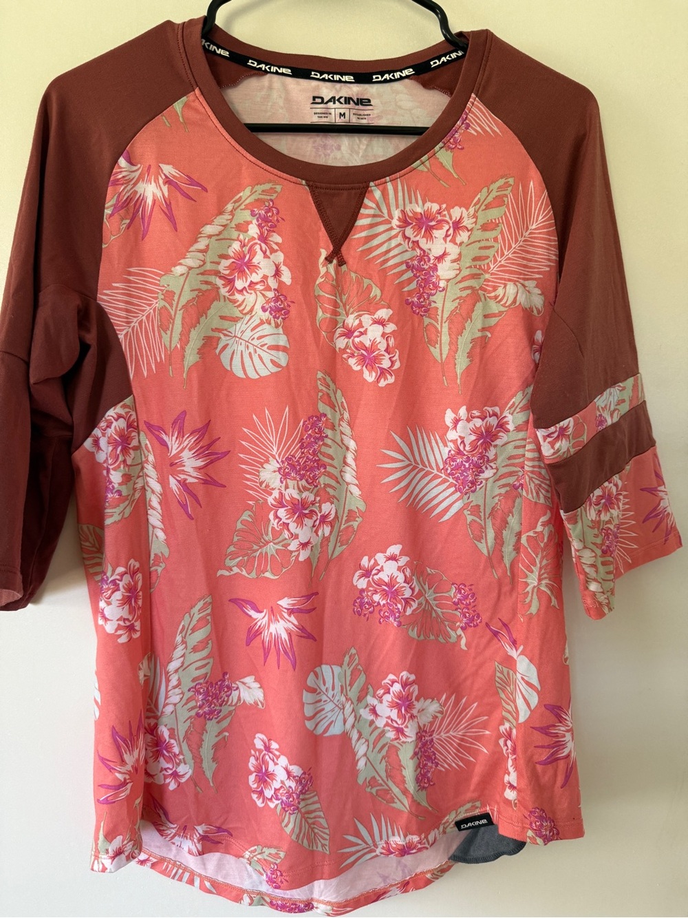 Dakine Coral Floral Raglan Pullover with Rust Sleeves
